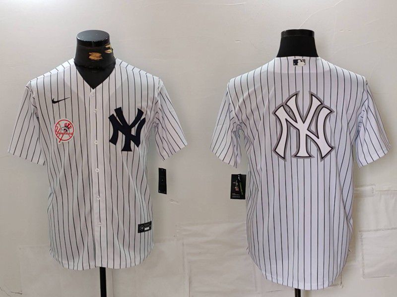 Men New York Yankees Blank White Stripe Game 2024 Nike MLB Jersey style 16